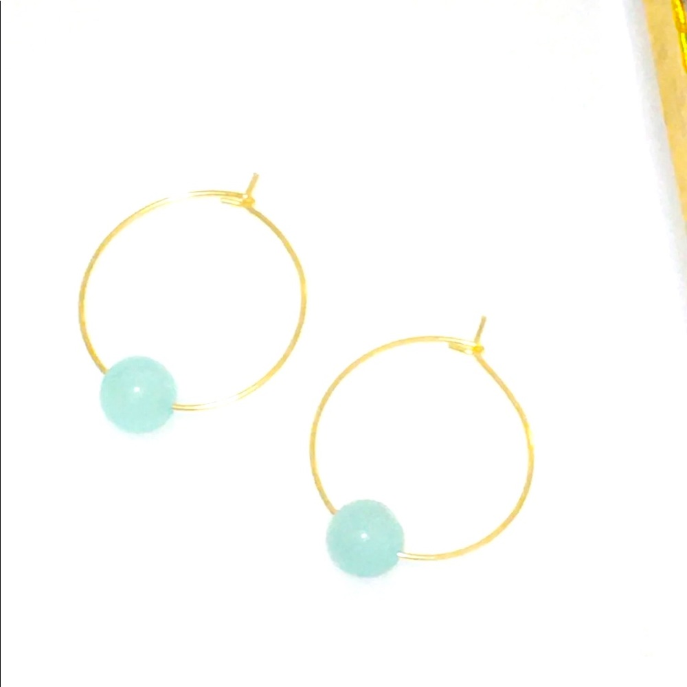 Natural Blue Amazonite Mini Hoops